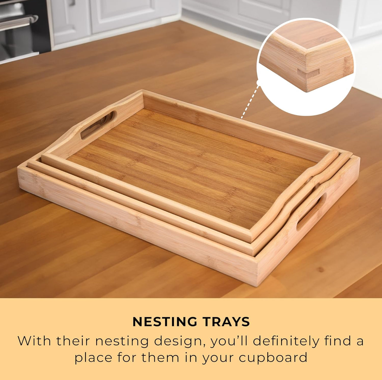Multifunctional Big sized 3in1 bamboo serving trays