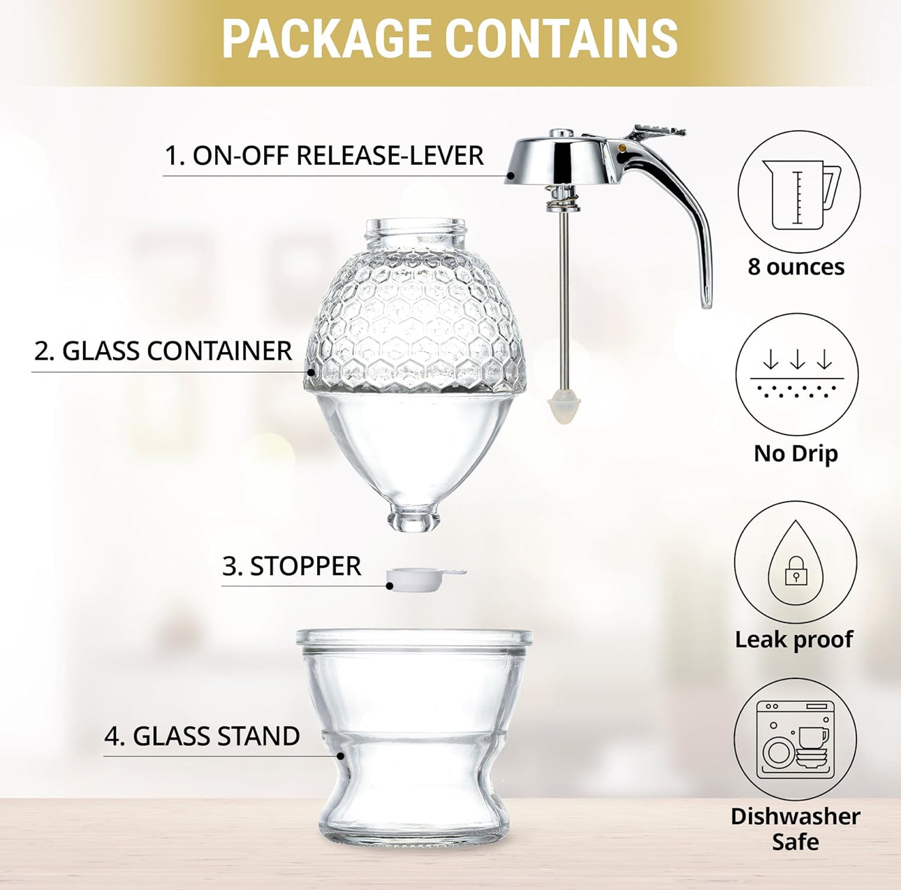 High quality 200ml honey dispenser with storage stand