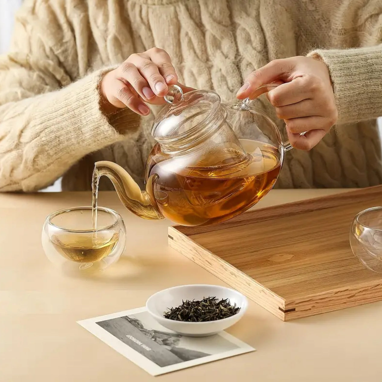 Heat resistant glass tea pot