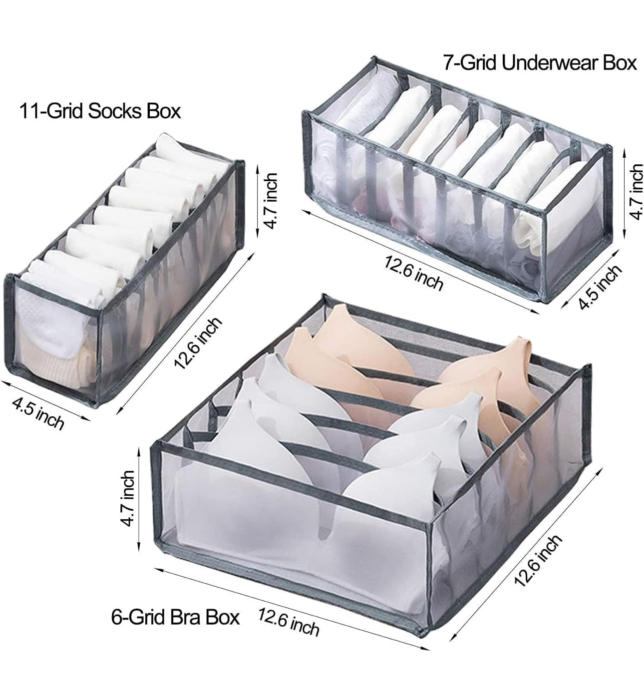 3pc Underwear storage organizer