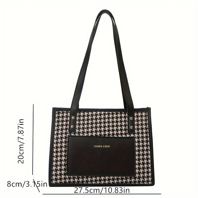 Classic Houndstooth Pattern Square Shoulder  bag