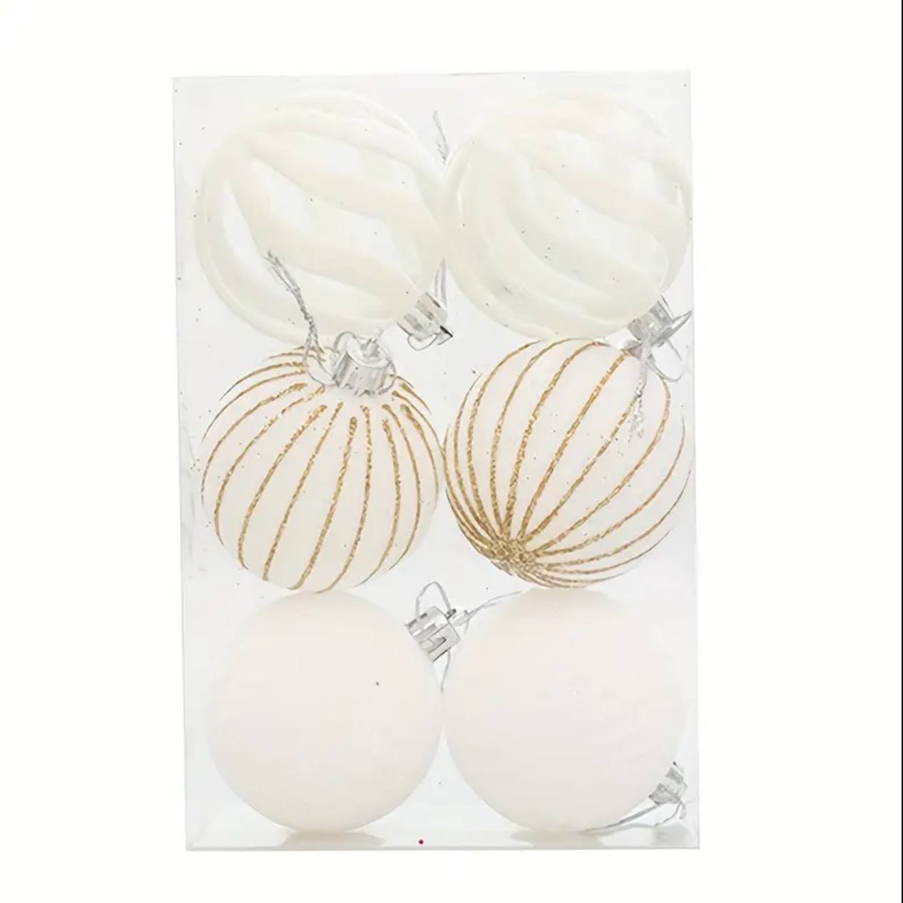 6pcs set White Christmas balls