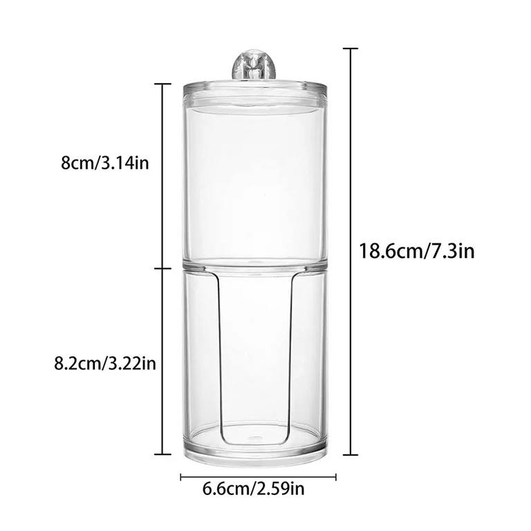 2 layer Acrylic Multifunctional Round Qtip Storage Box , Makeup Cotton Pad Organizer