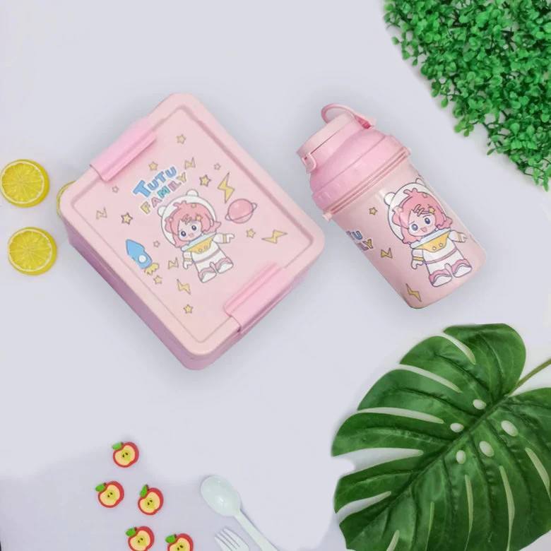 Children's Lunch Box Kit with 2 Cutlery Sets + 500 ml Bottle