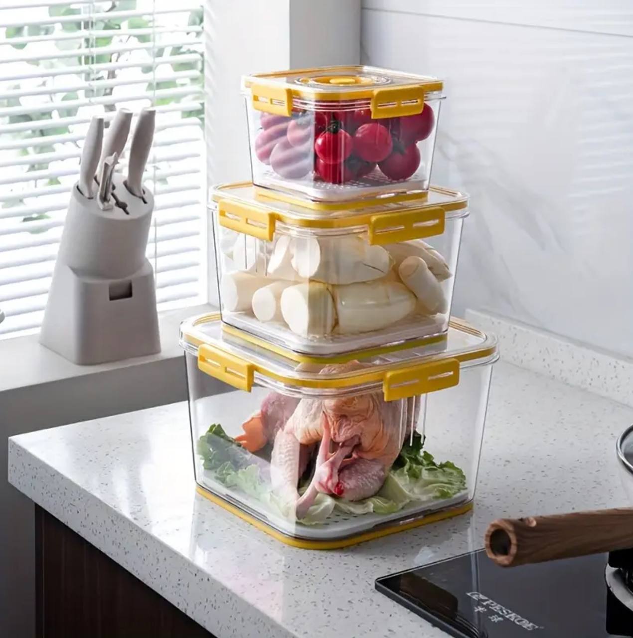 3pcs \ set Stackable Multipurpose Food Storage Containers Organizers