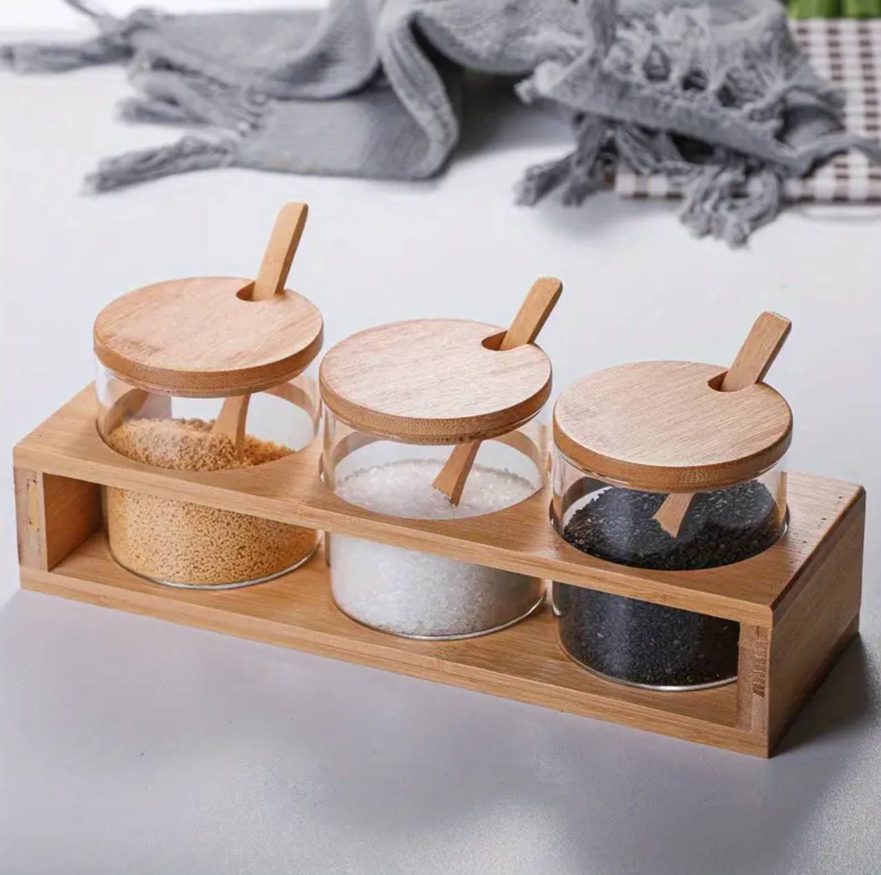 3pcs Canister set with bamboo lid