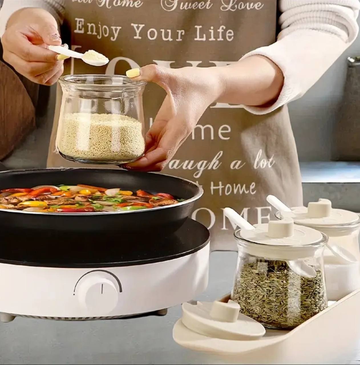 3pcs Glass Canister Seasoning Set.