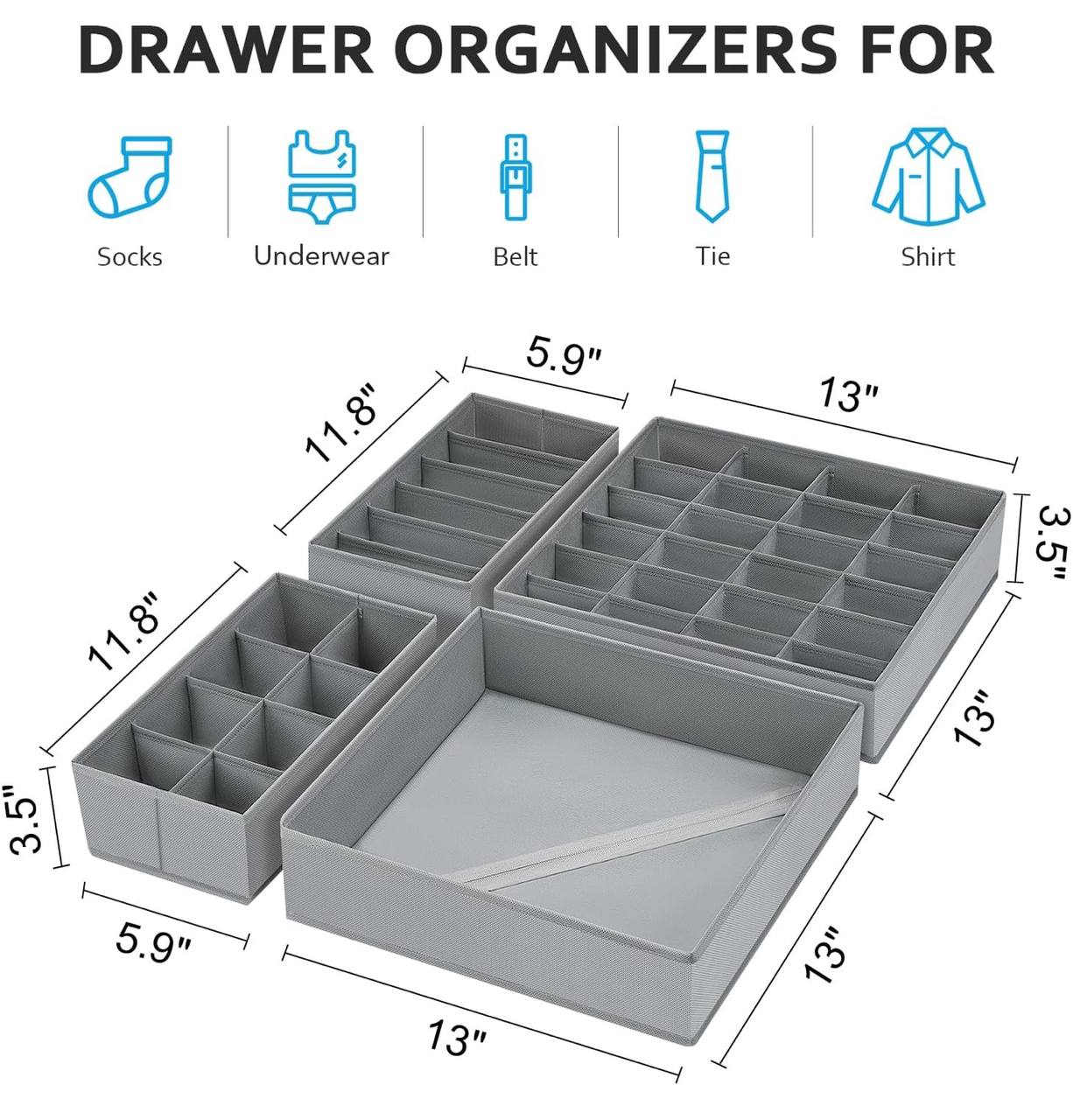 4 Pcs Underwear Drawer Organizers