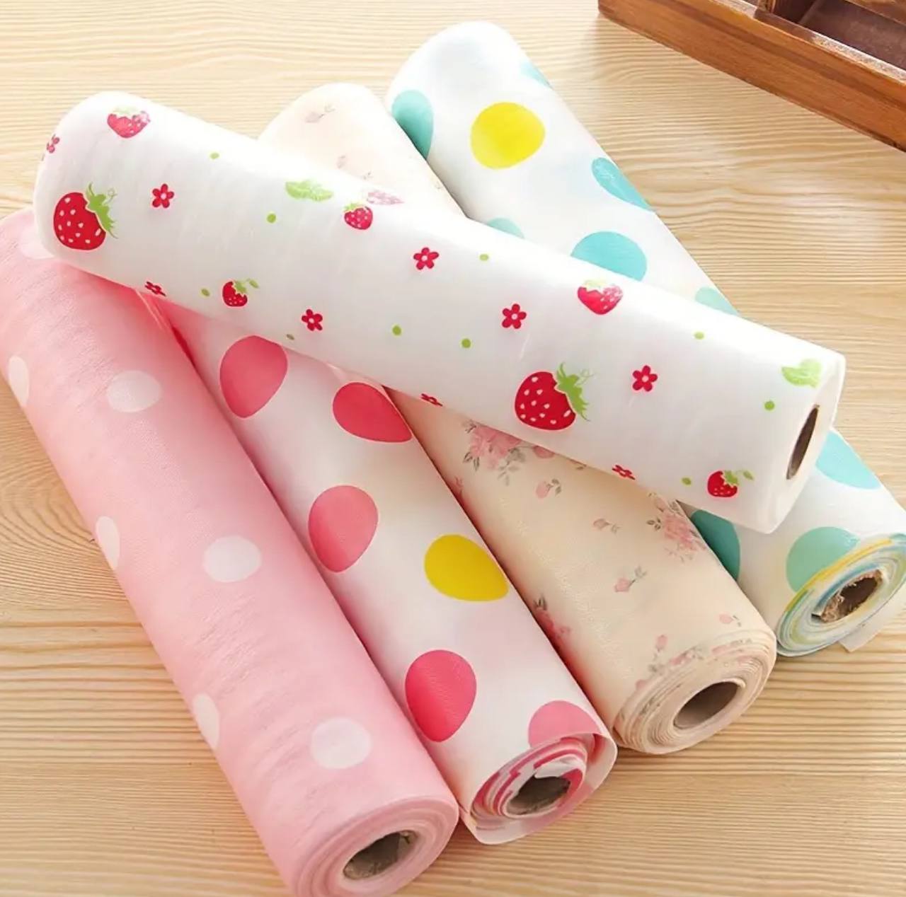 1roll Wardrobe Moisture-proof Mat Printing Cabinet Drawer Pad Kitchen liner