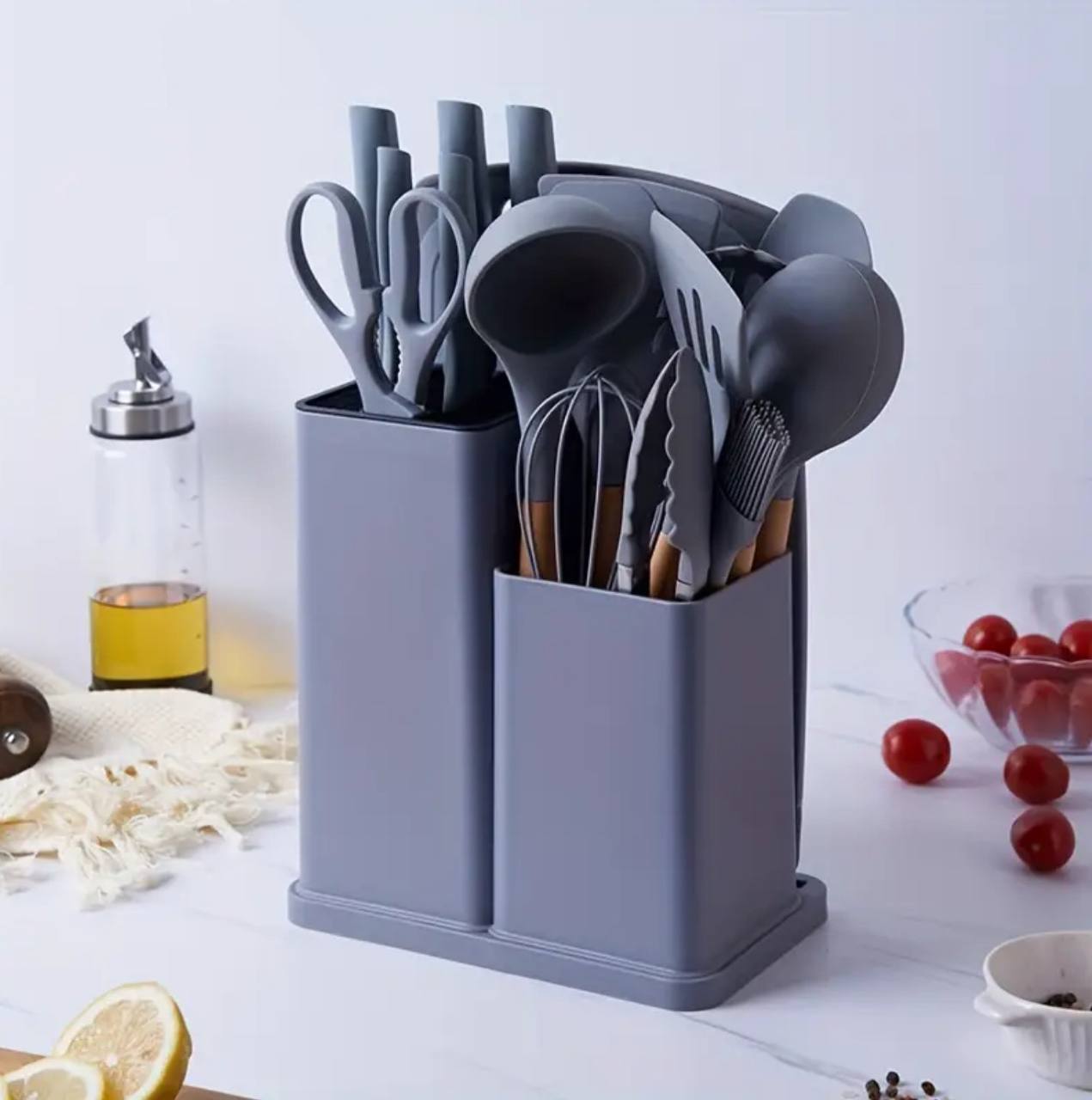 19pcs heat resistant silicone cooking kitchen spoon set