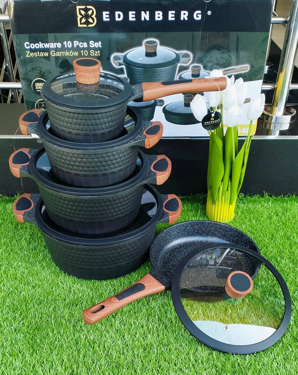 10pcs Edenburg Nonstick cookware set with Silicon handle