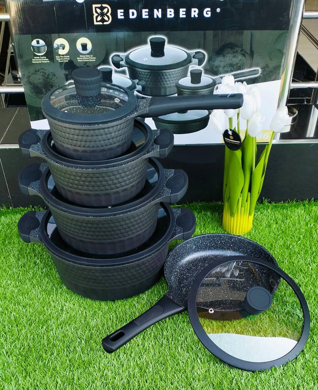 10pcs Edenburg Nonstick cookware set with Silicon handle