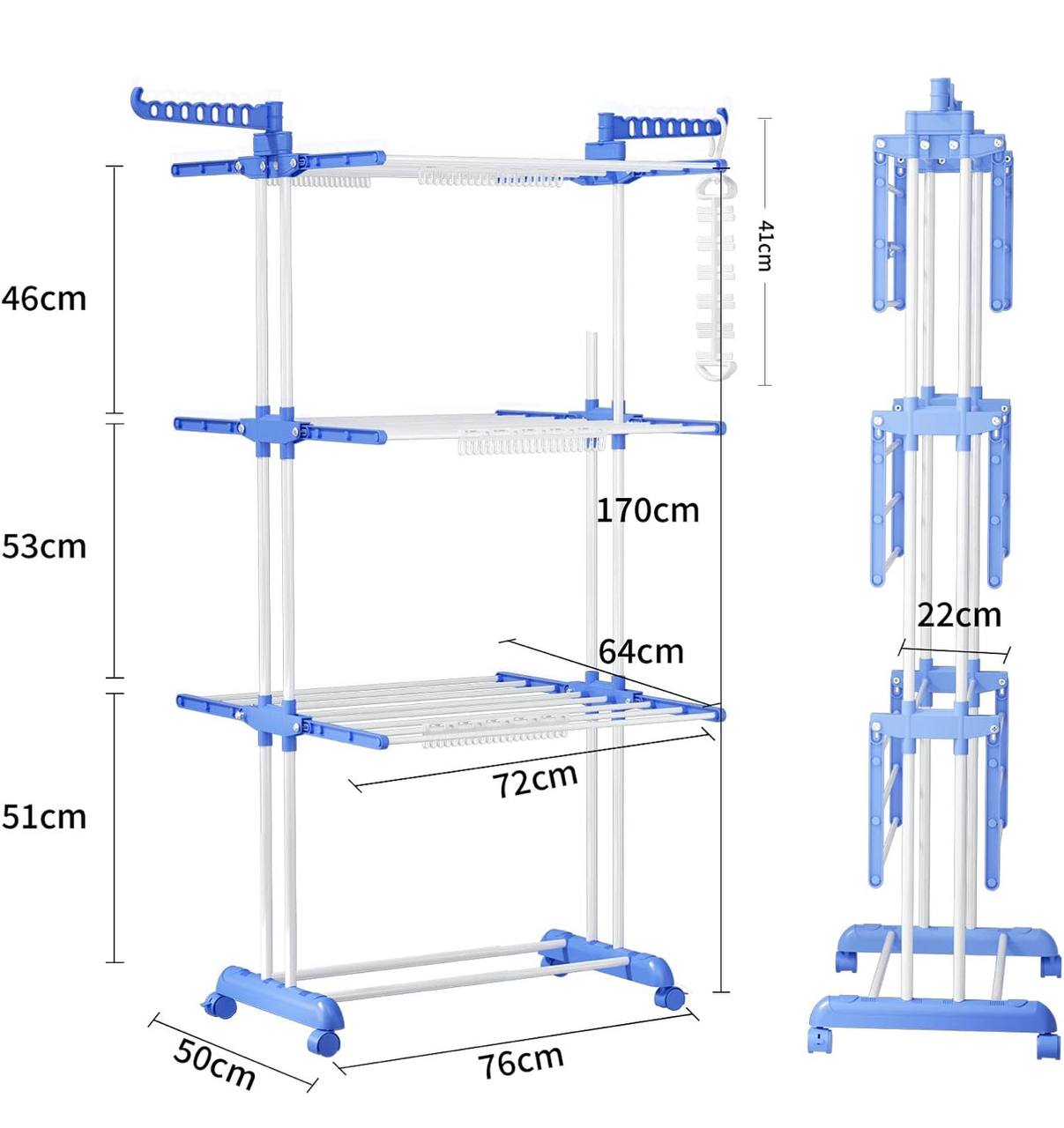 3 Layer Portable / Movable Cloth Drying Rack
