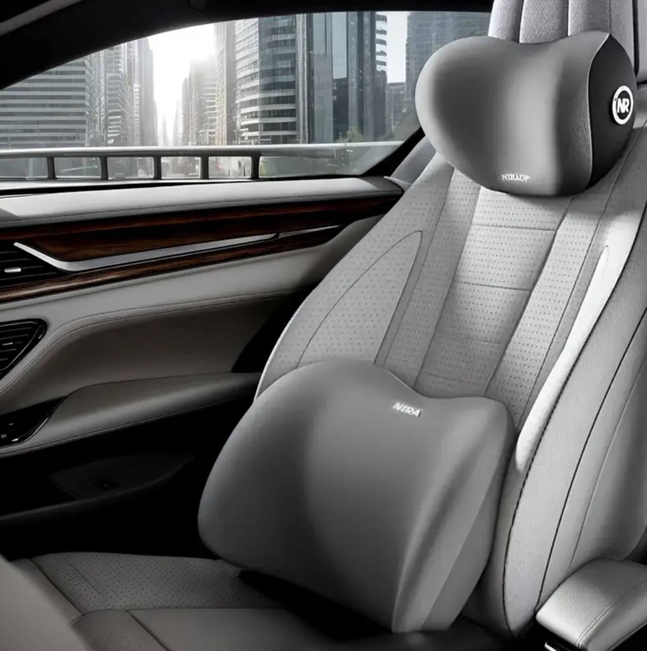 2 piece memory foam car headrest lumbar support