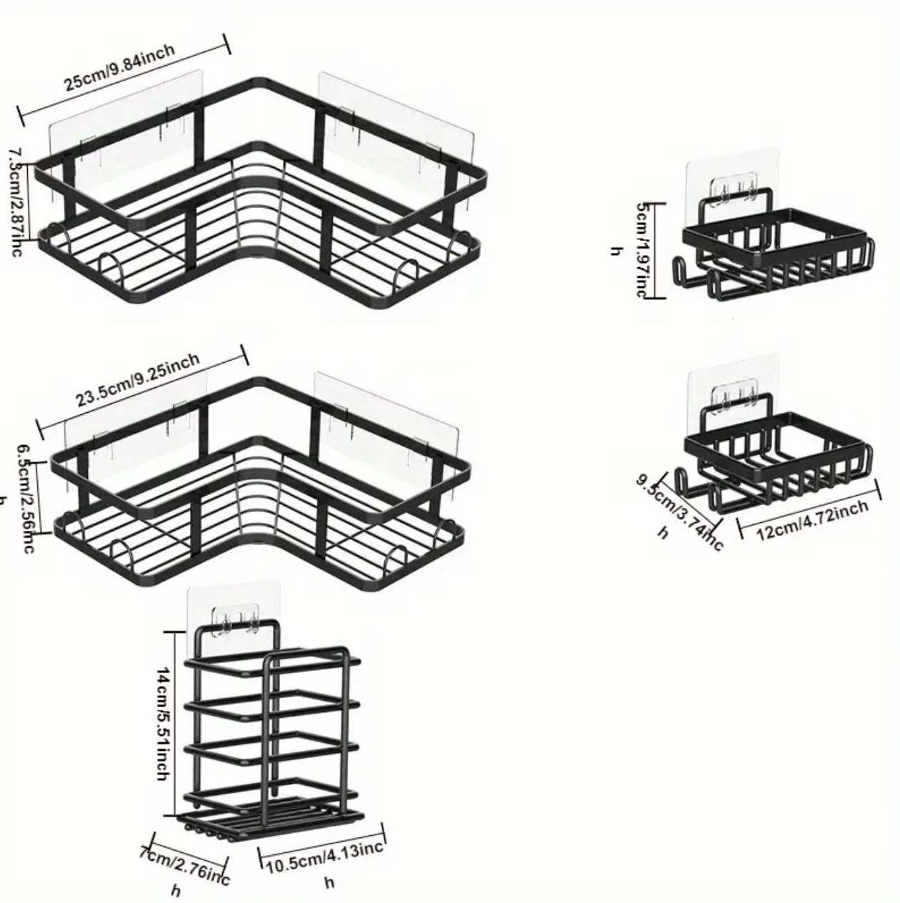 5pcs set triangular Shower caddy shelf/Bathroom organizer