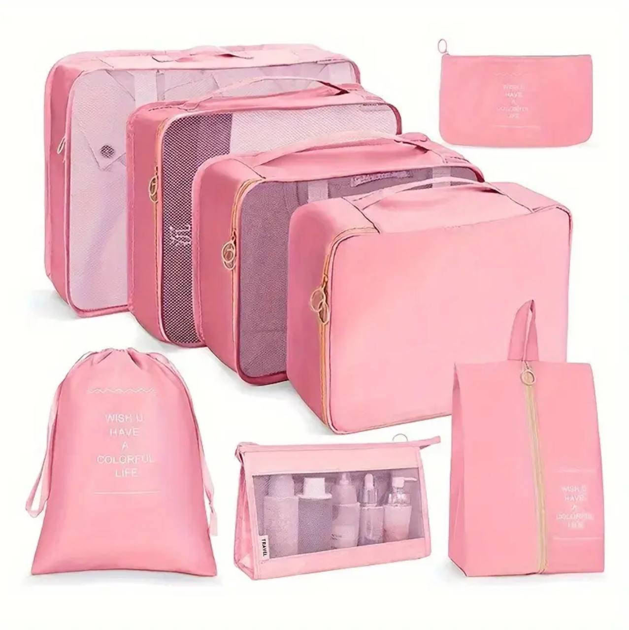 8pcs Luggage Travel Organizers For Suitcase With Toiletry Case
