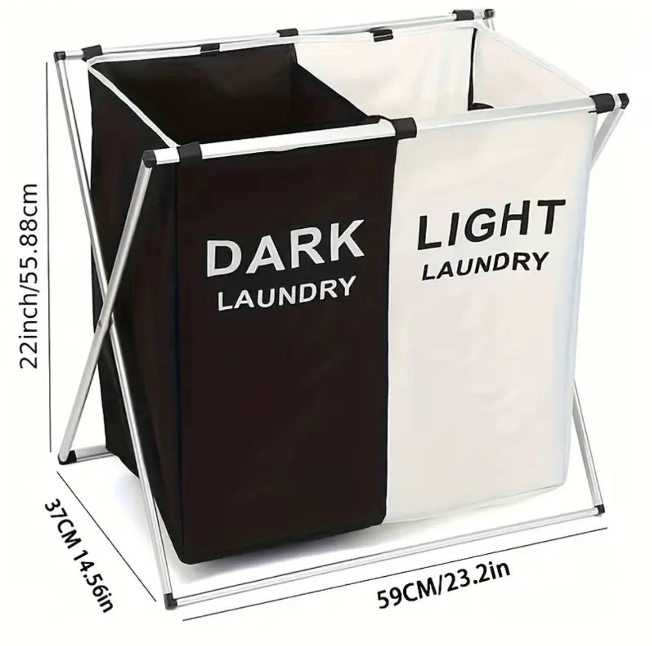 2 compartment foldable laundry basket