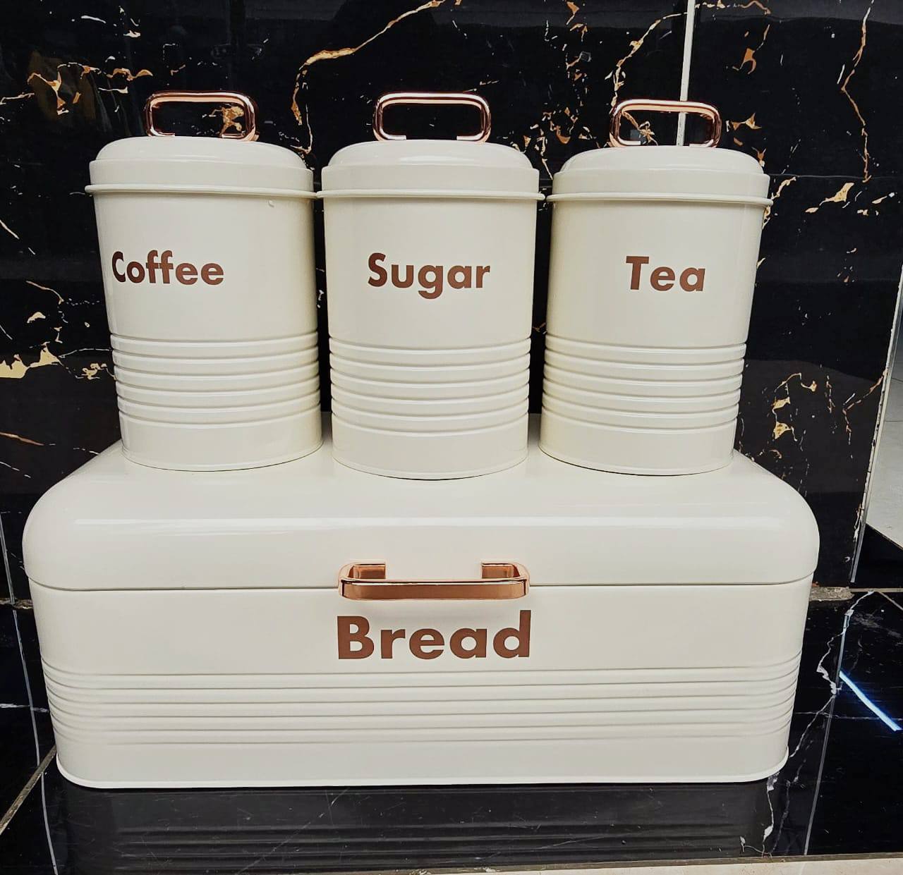 Alloy Bread Bin with Three Canister Set