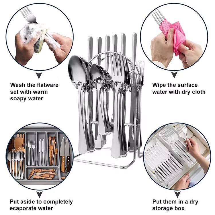 24 pcs tableware Stainless steel knife fork and spoon storage rack