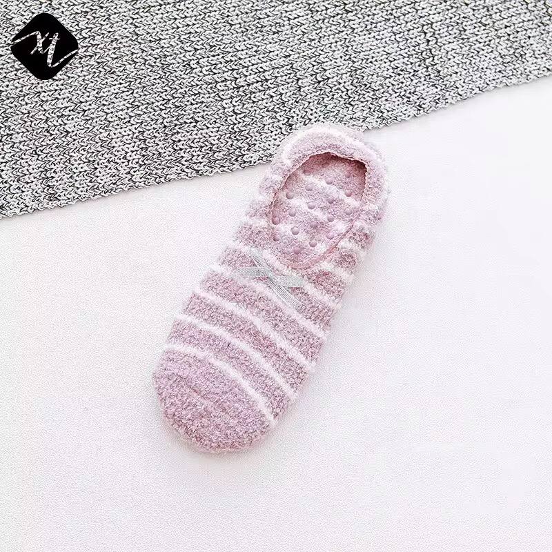 1 Pair Floor Socks Bow-knot Autumn Socks Low Cut Anti-skid Silicone Floor Socks