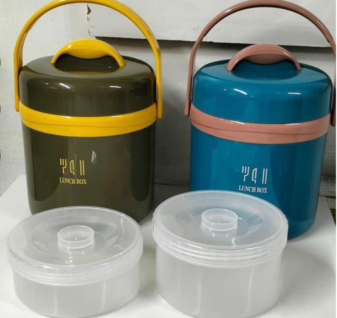 1.6L Thermo Ware Double Wall Insulated lunch box with 2 plastic inserts