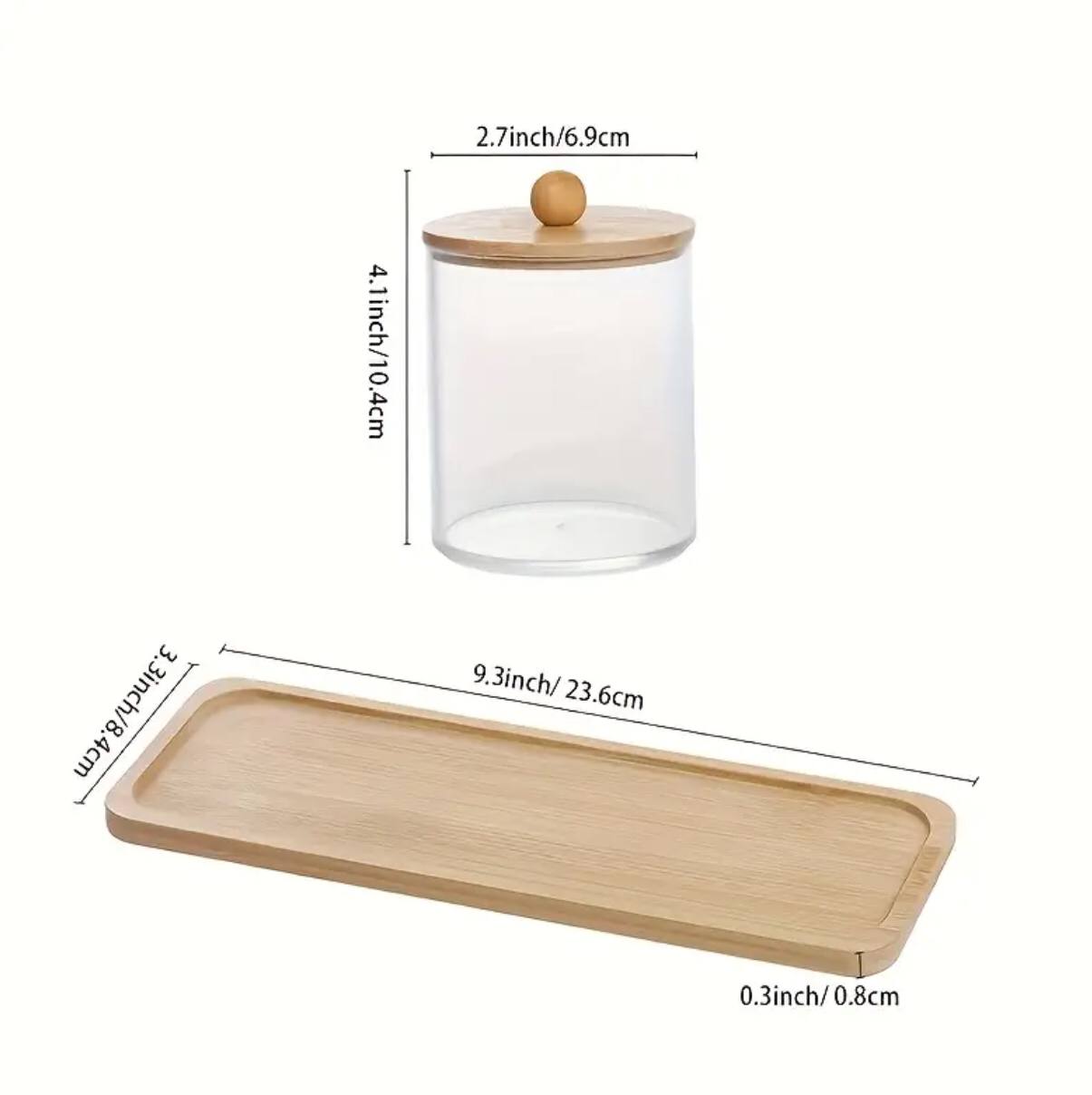 3pcs set acrylic swab storage organizer with Bamboo holder
