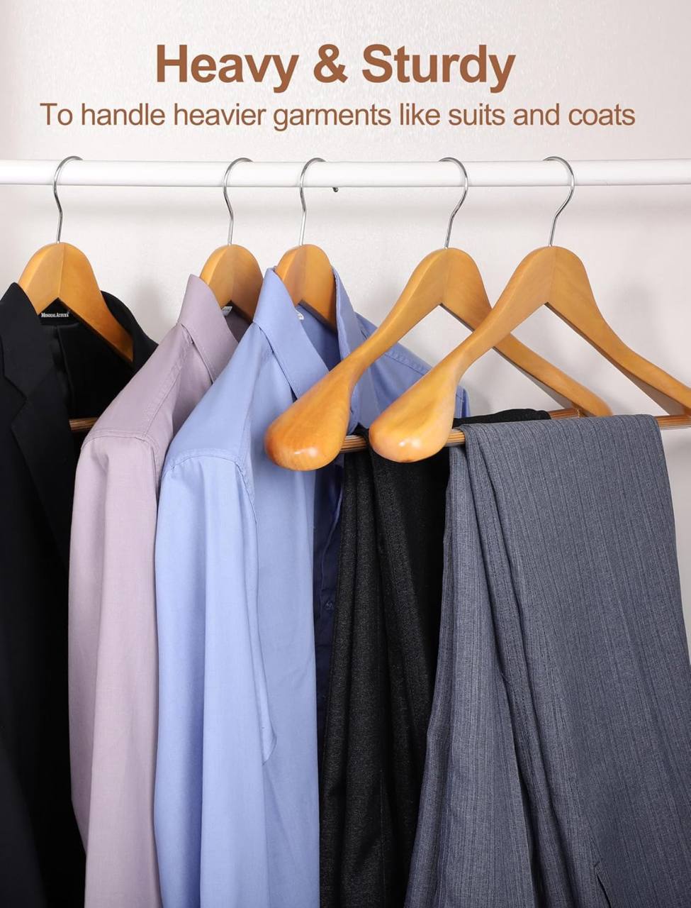 Wide Wooden Hangers (10 Pack)Glossy Finish Non slip Wooden Hangers