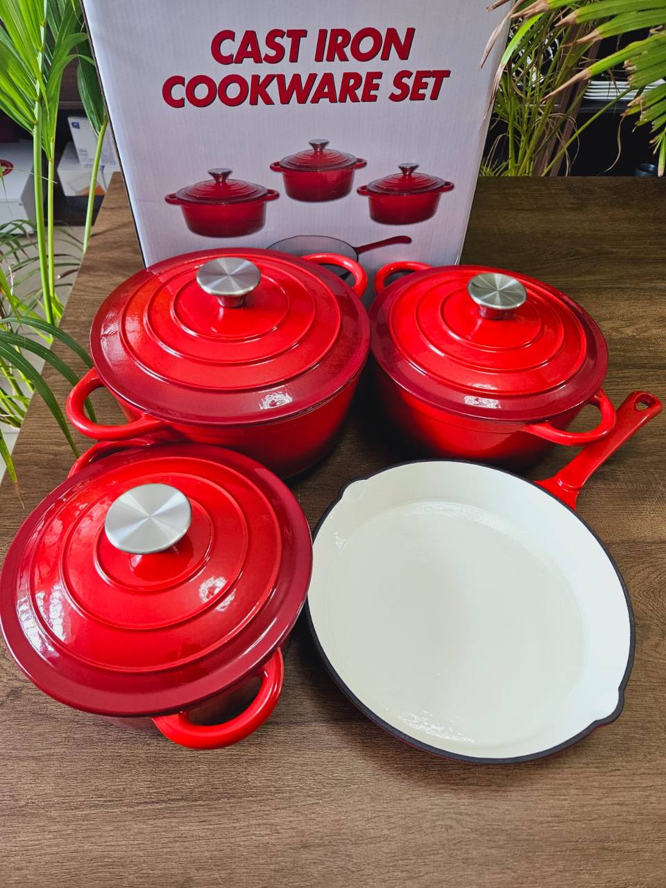 7pcs Enamel Cast iron cooking pots