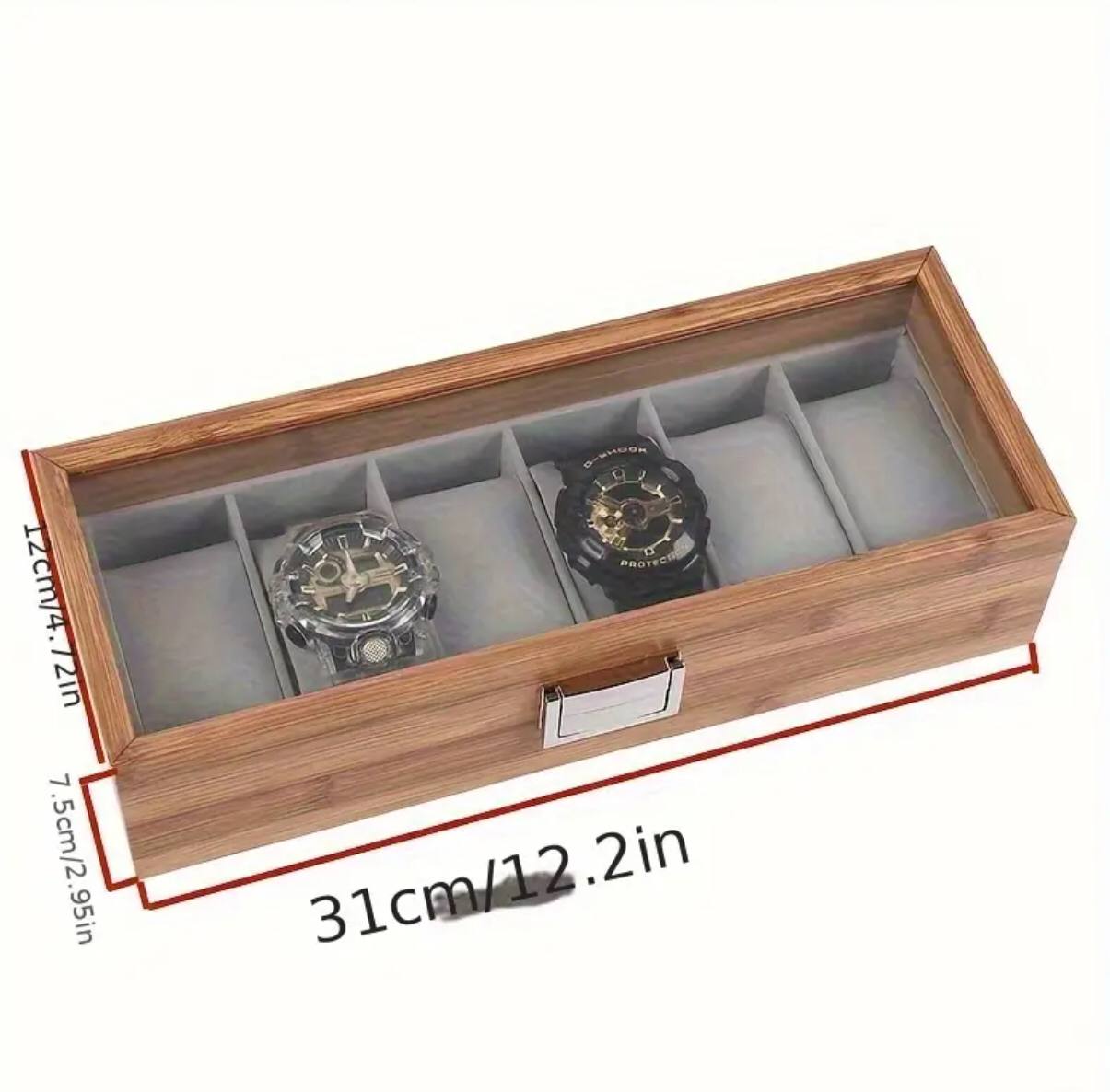6 slots wooden watch organizer