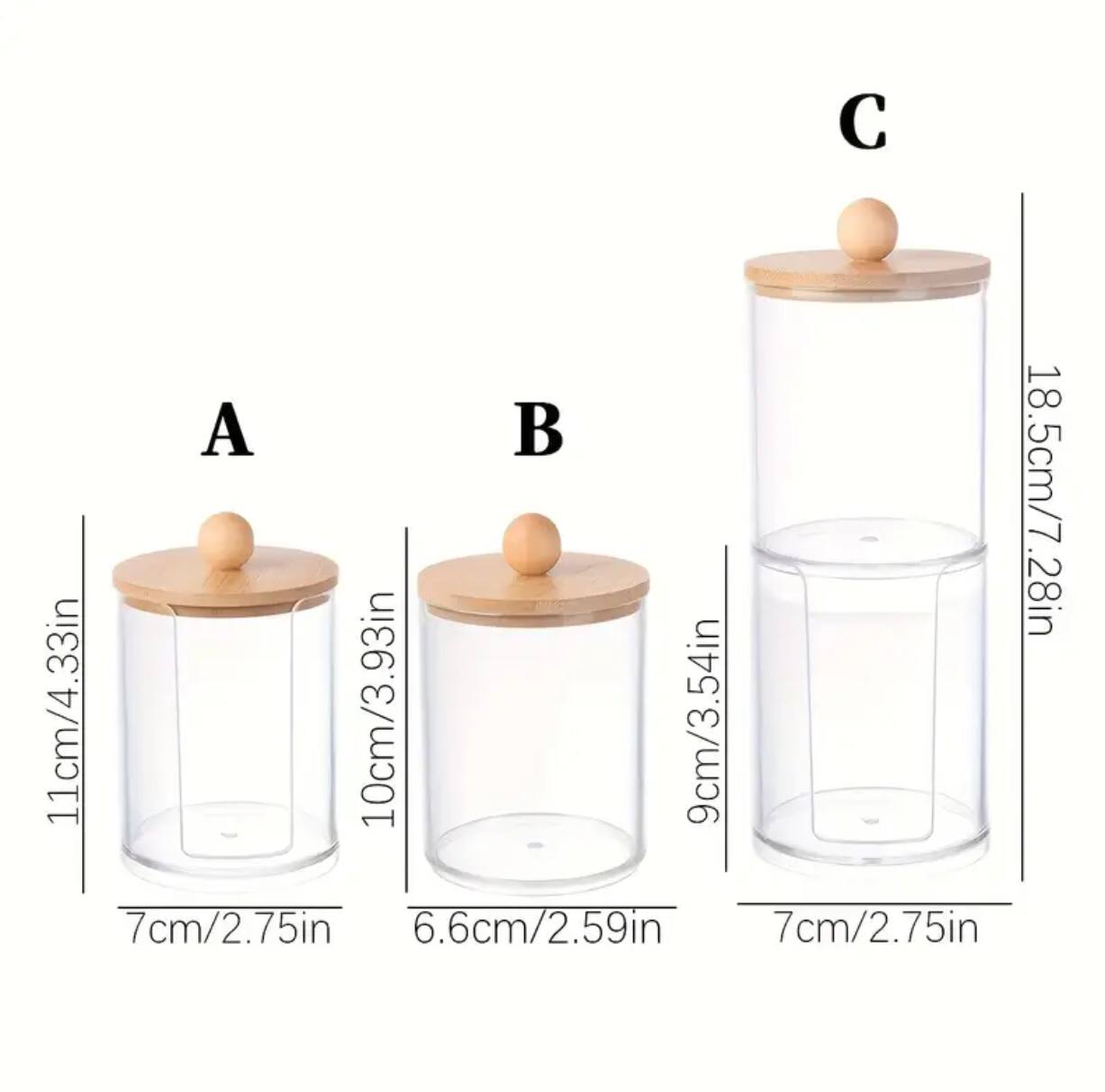 2pc cotton pad holder jars