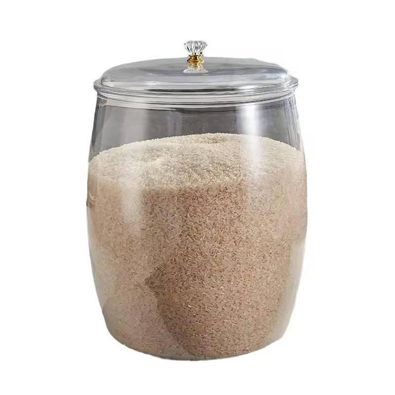 Airtight transparent cereal storage container.