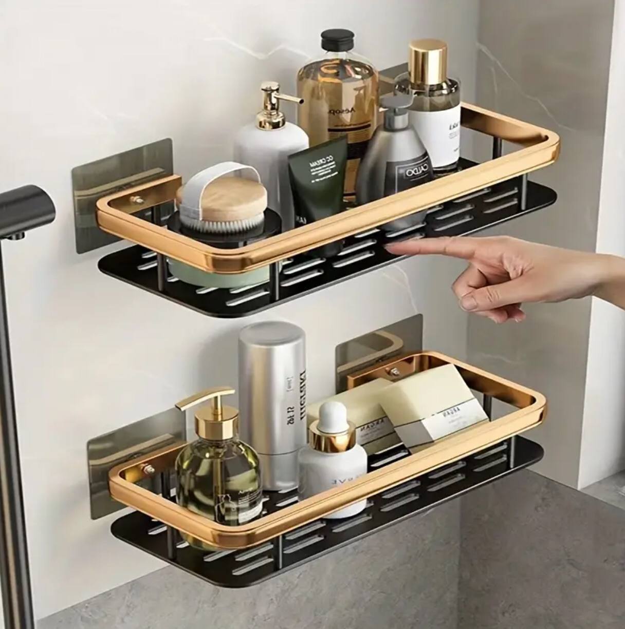 2pcs Luxury wall mounted bathroom shelf