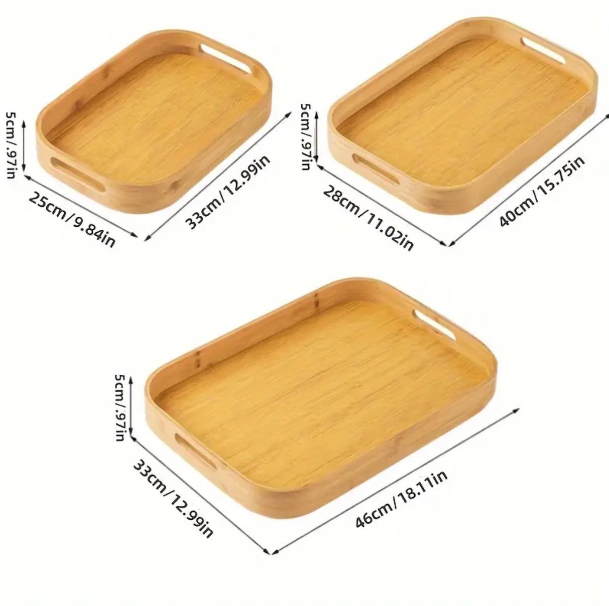 3 piece bamboo/wooden tray set