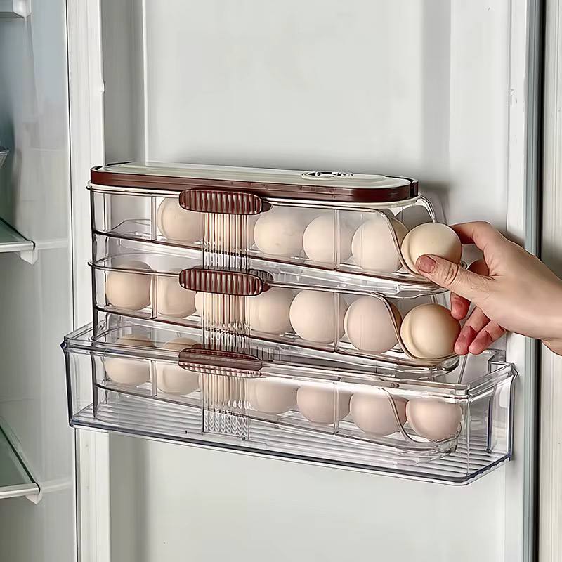 Acrylic Stackable Automatic sliding/rolling Egg Storage box/Egg Tray