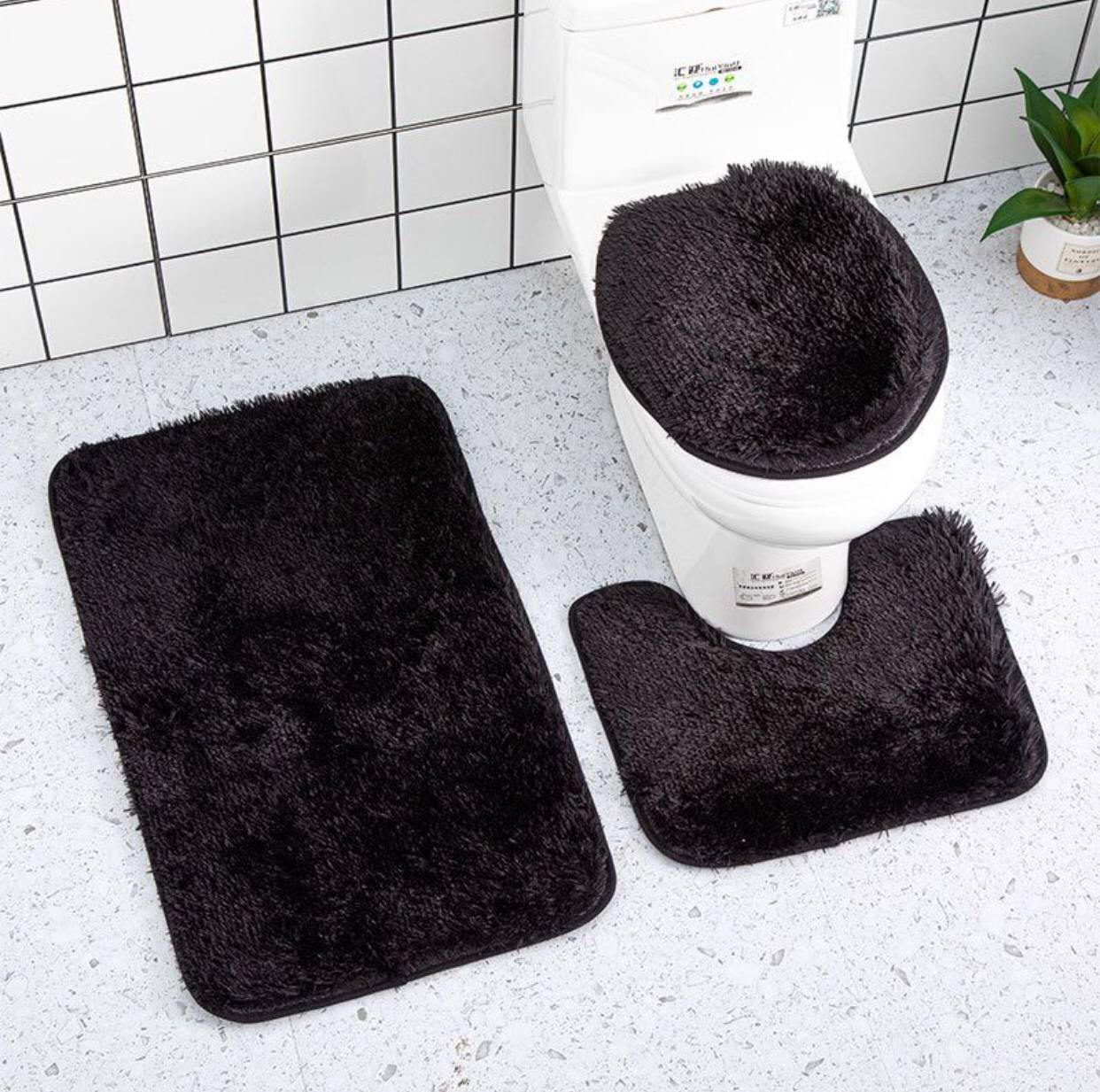 3 in 1 fluffy bathroom toilet mats(big size)