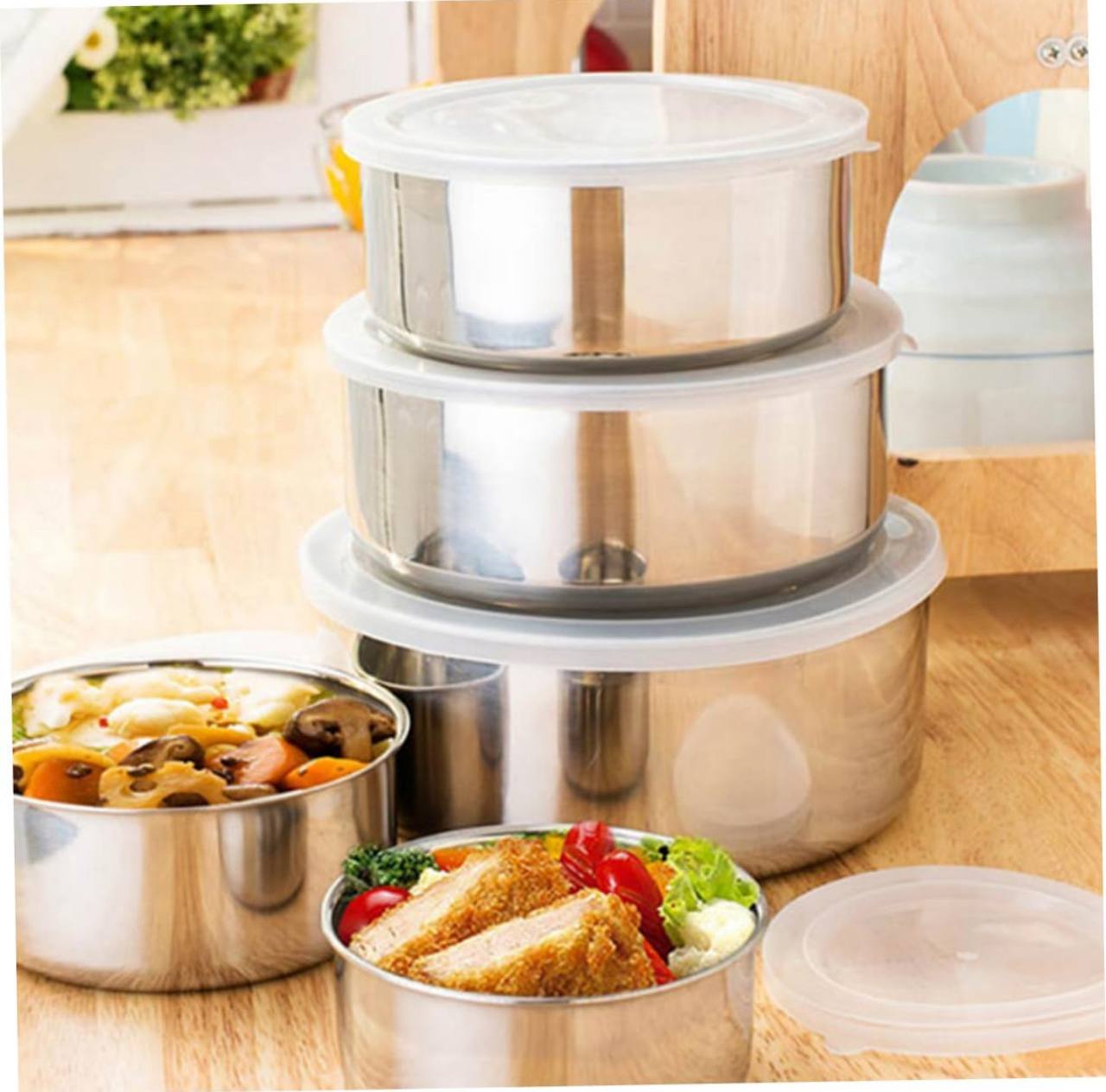 5pcs Modern Stainless Steel Fresh Box Containers