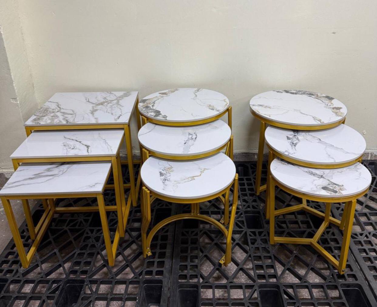 3 in 1 marble nesting stools sets