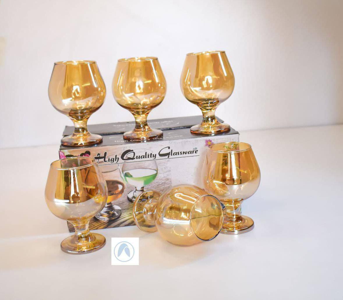 6pcs Gold Brandy cognac glasses set
