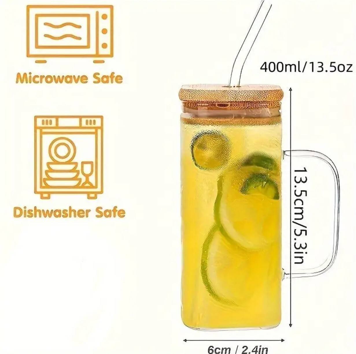 500ml broscillate square glass with straw(coloured)