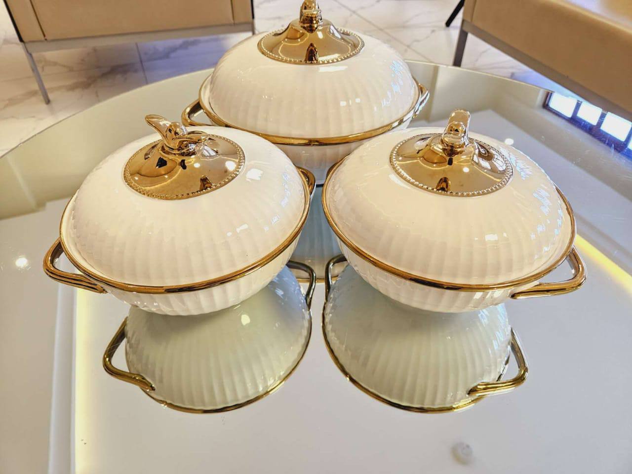 3pcs Ceramic soup pots