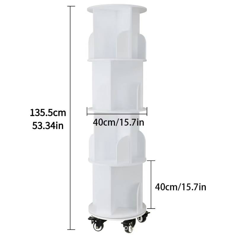 5 Tier 360° stackable bookshelf organizer with wheels
