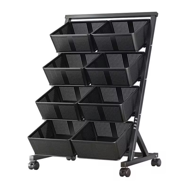 360° Rotating Multifunctional Metallic Vegetable/Fruits Cart Storage Rack
