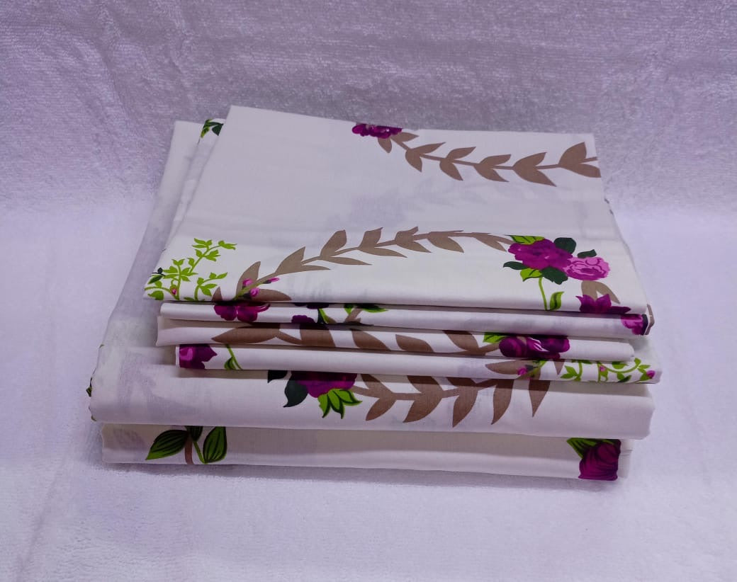 Two flat bedsheet both floral and 4 pillowcases cases size 6*7