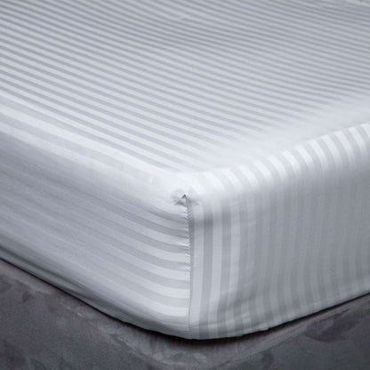 White striped fitted white bedsheets set