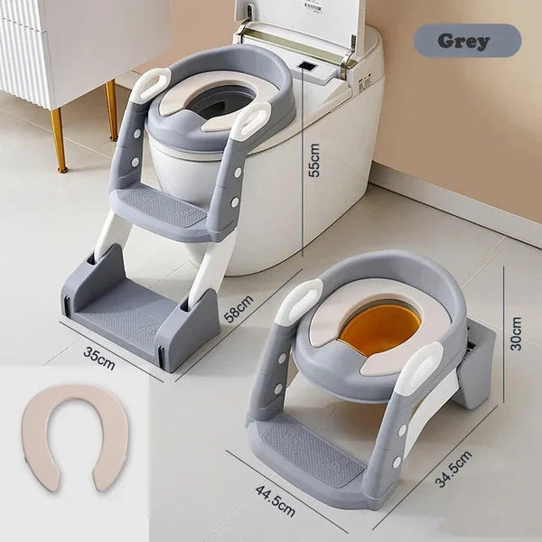 2-in-1 toilet trainer seat with a ladder and potty