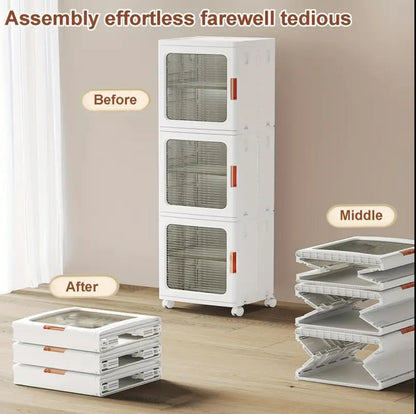 3 compartments storage cabinet