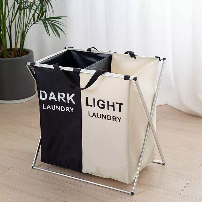 2 compartment foldable laundry basket