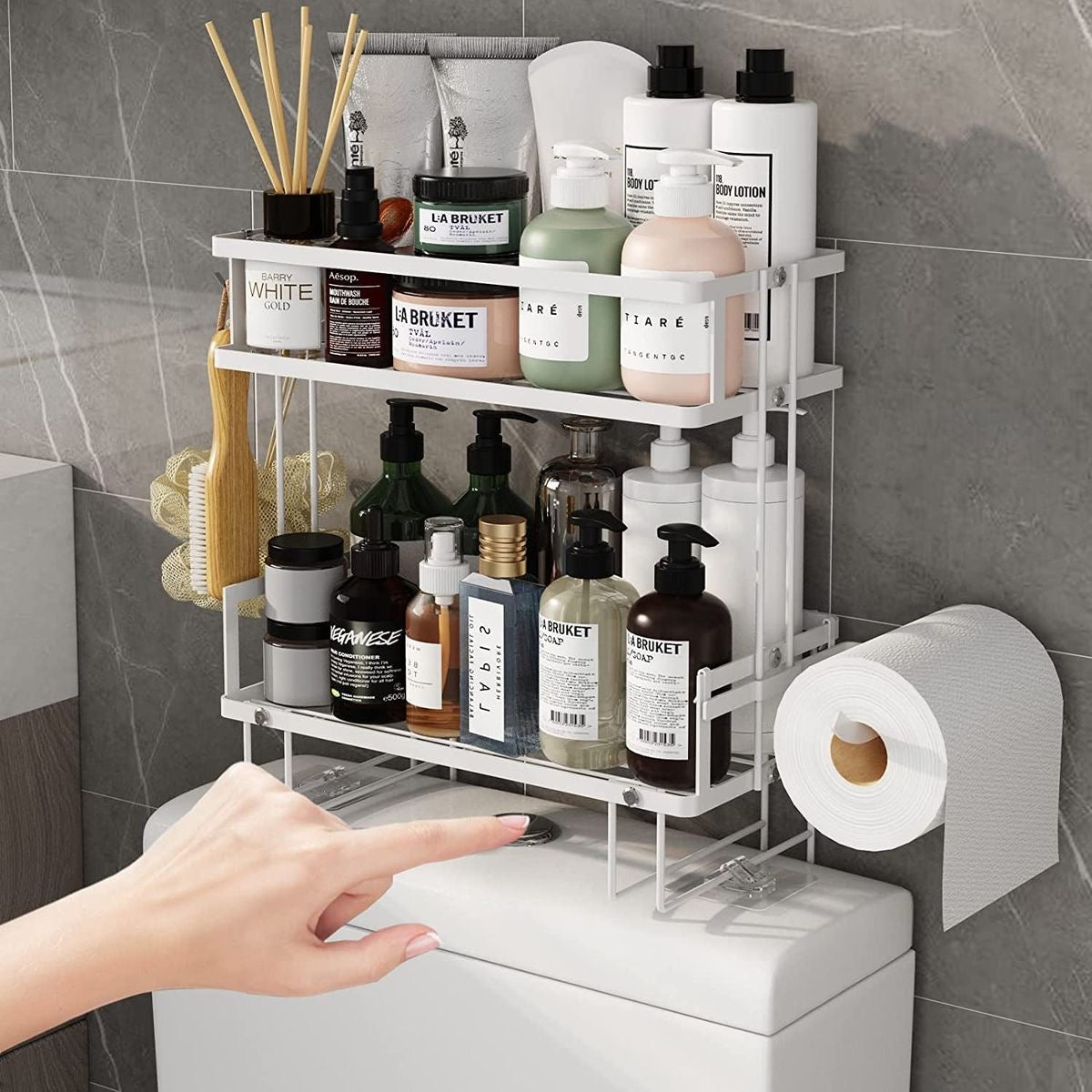 Double Layer Bathroom/ Toilet Racks With Tissue Holder