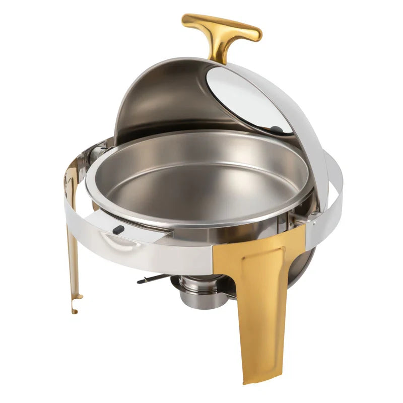 6ltr stainless steel Roll-top chaffing dishes with gold stand
