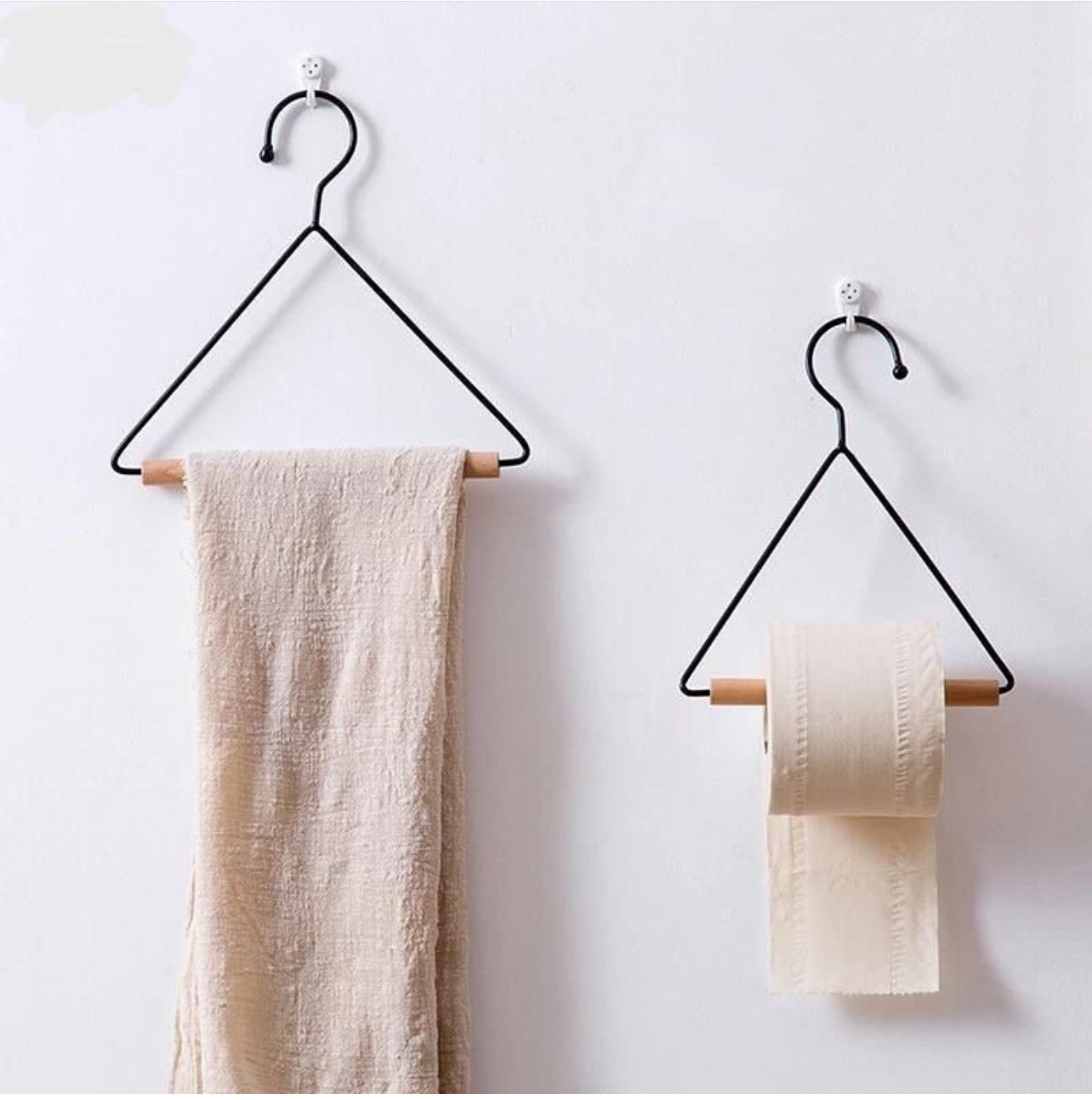 Nordic Geometric design wood iron towel storage rack